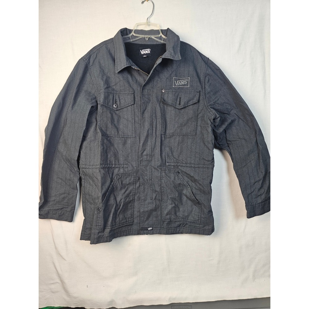 Vans Off The Wall Mens XL Herringbone Chore Coat Gray Full Zip Field Jacket
